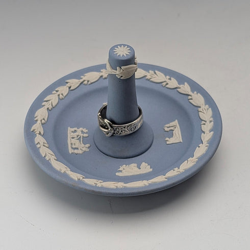 British Vintage Wedgwood Jasperware Ring Holder in Pale Blue